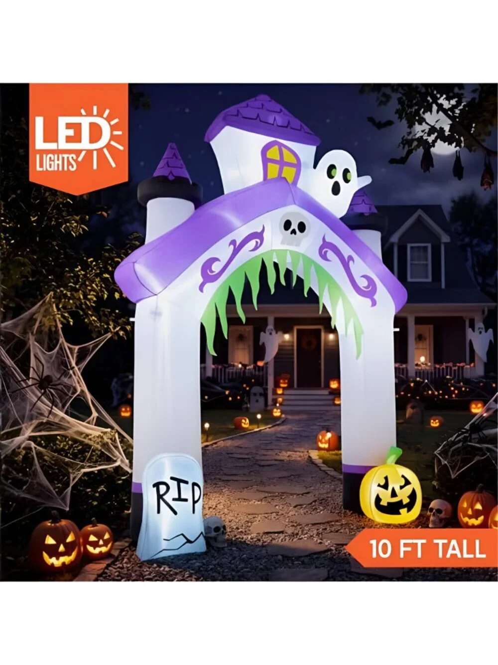 10FT Tall Halloween Inflatables Giant Haunted House Castle Archway